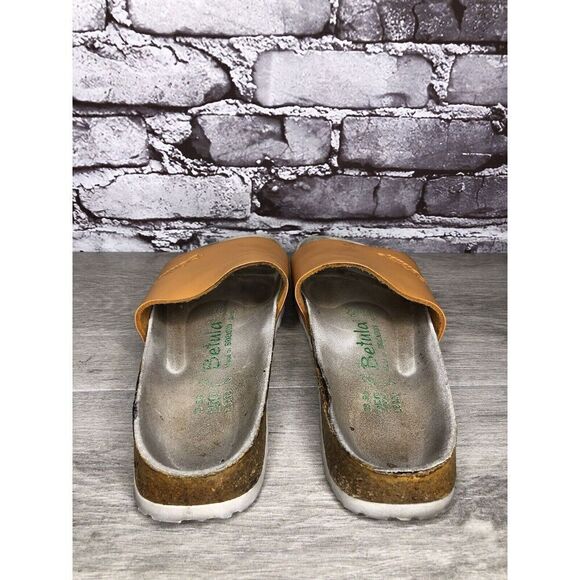 Betula Birkenstock Orange Leather Cork Strap Slide Sandals Women Sz 39EU/8.5M US - Picture 6 of 16
